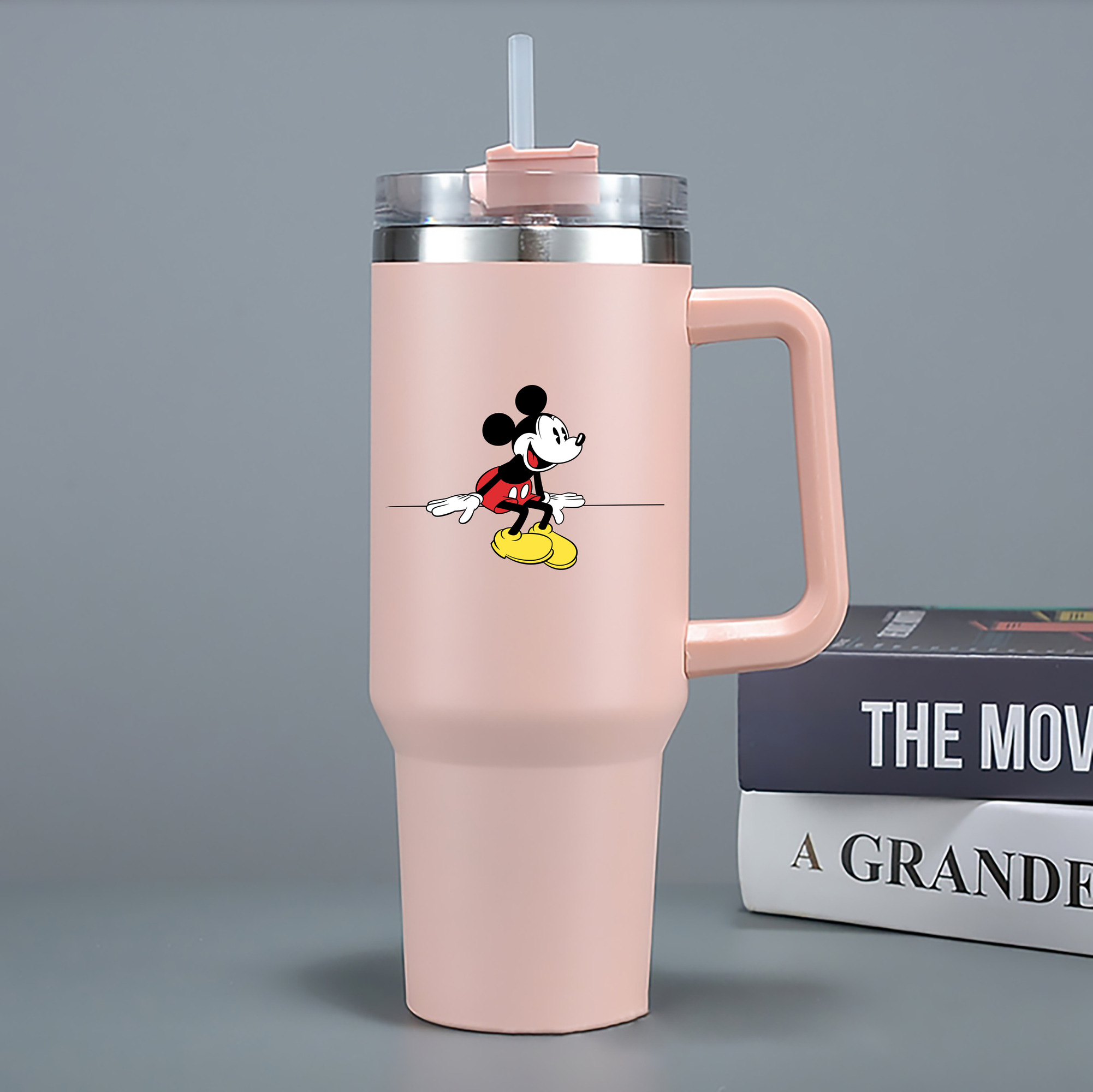 （画像用） ミッキーマウス Mickey Mouse 1200mL車用タンブラー - クリスタルステッカー（プラスチックストロー付き）